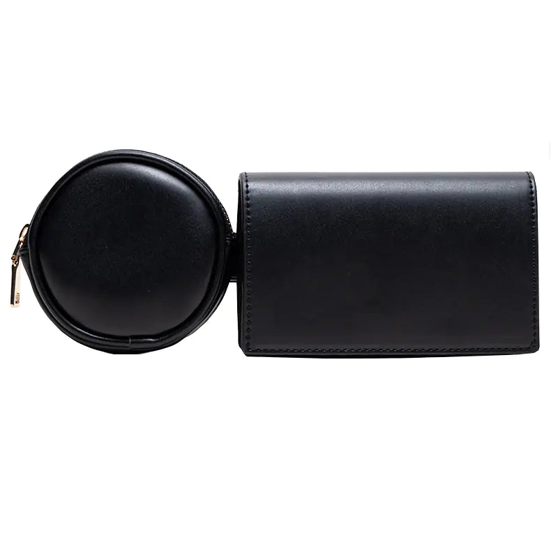 Fashionable Color-Block Geometric Wallet and Fanny Pack