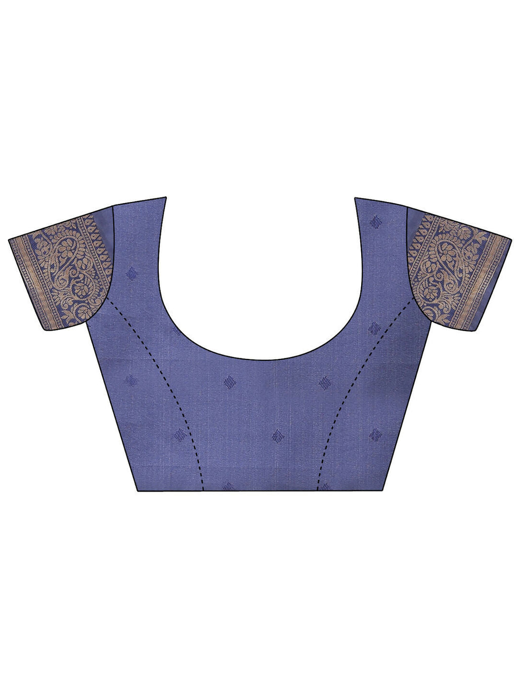 Cream and Navy Blue Banarasi Silk Saree with Matching Blouse