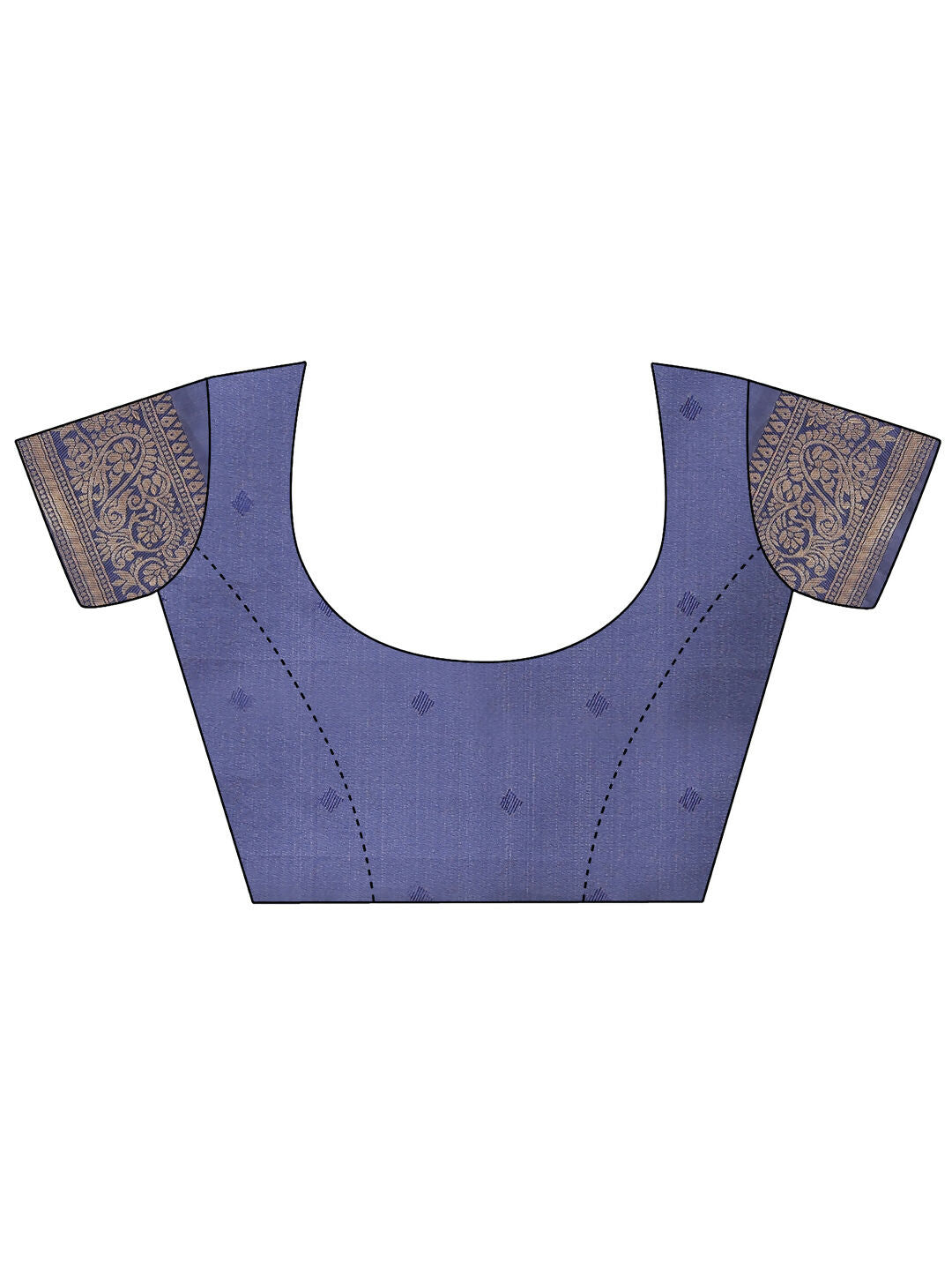 Cream and Navy Blue Banarasi Silk Saree with Matching Blouse