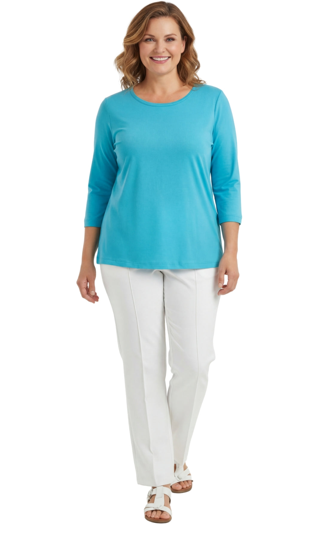 Women's 3/4 Sleeve Crew Neck Jersey Knit Top