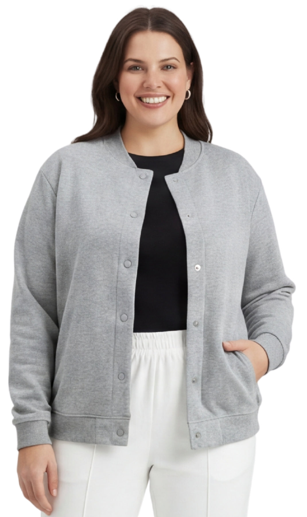 Women's Snap Up Jacket Stand Collar Sporty Layering Jacket