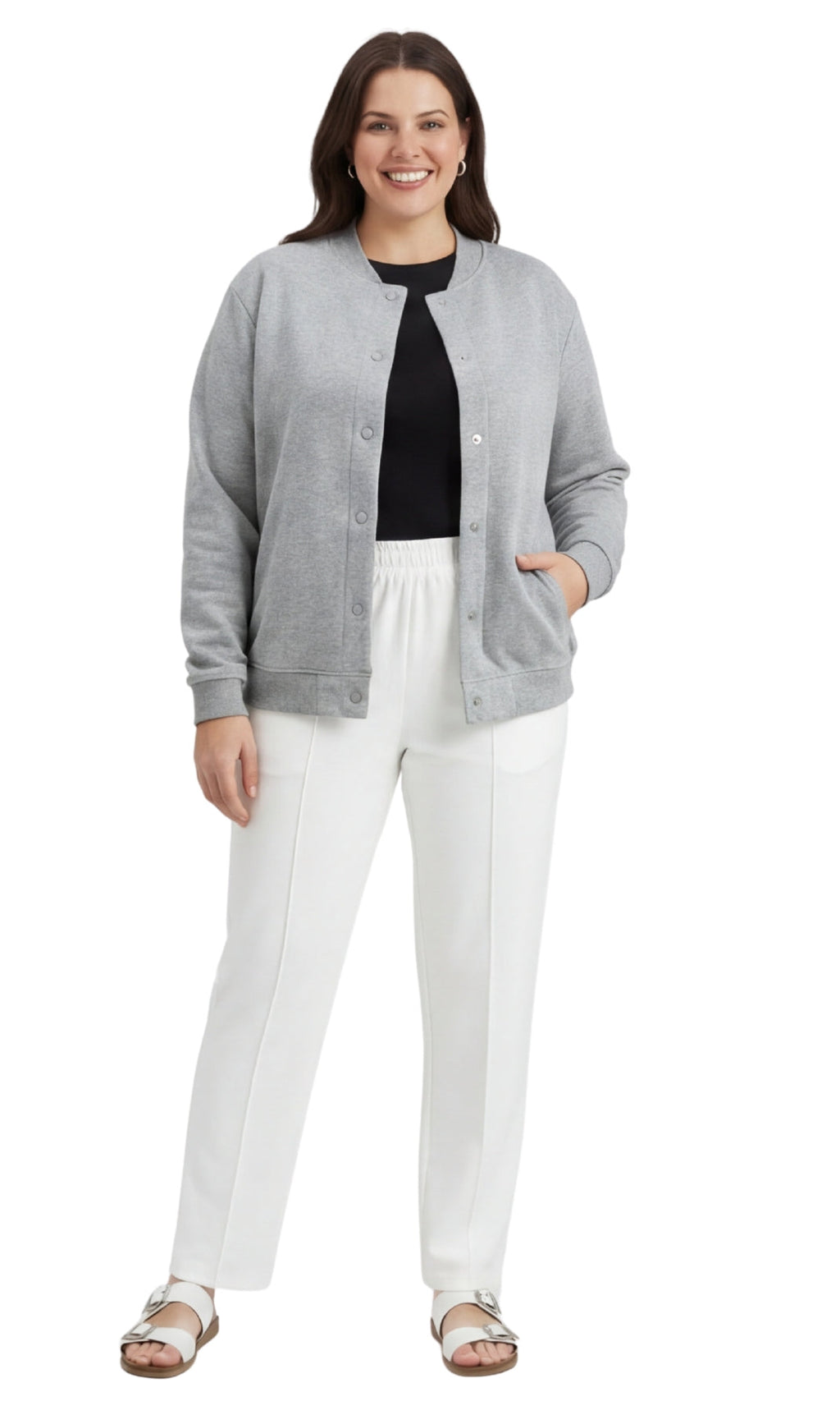 Women's Snap Up Jacket Stand Collar Sporty Layering Jacket
