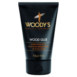 4oz bottle of Woody's Wood Glue Extreme Styling Hair Gel for professional hair sculpting.