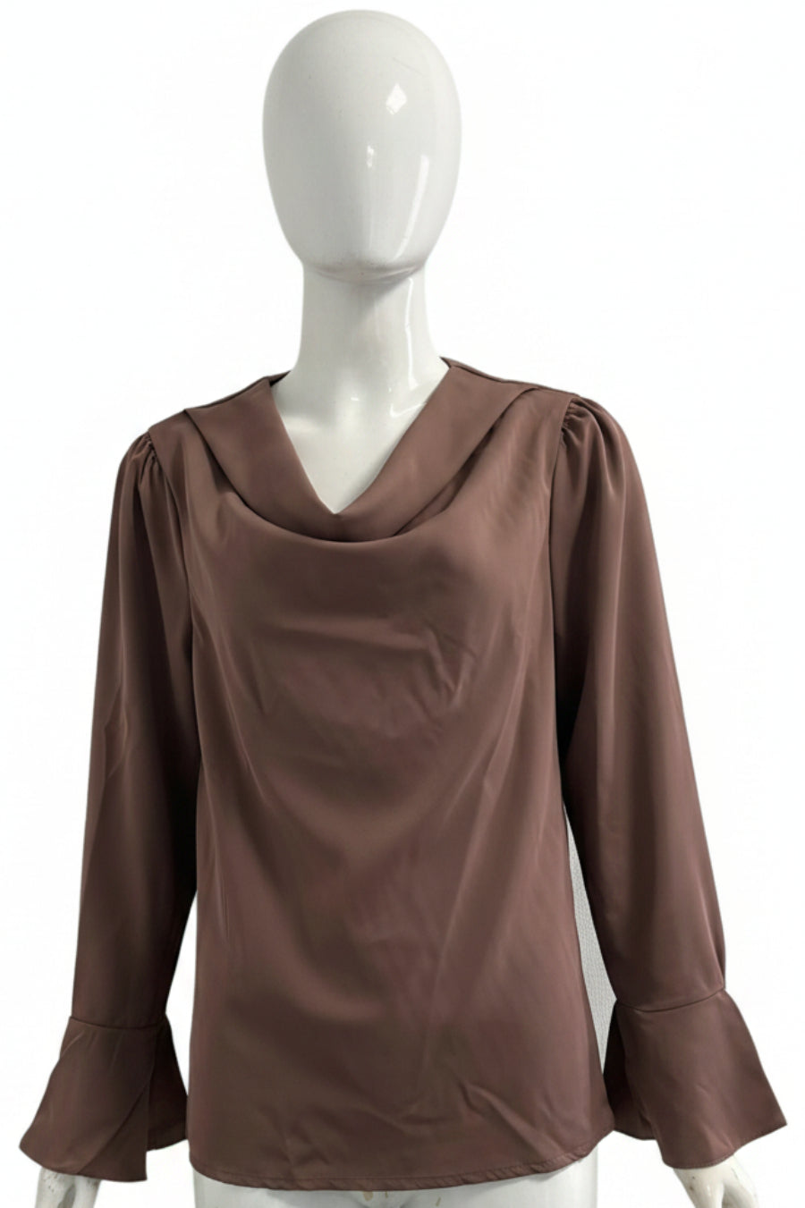 Cowl Neck Trumpet Cuff Blouse