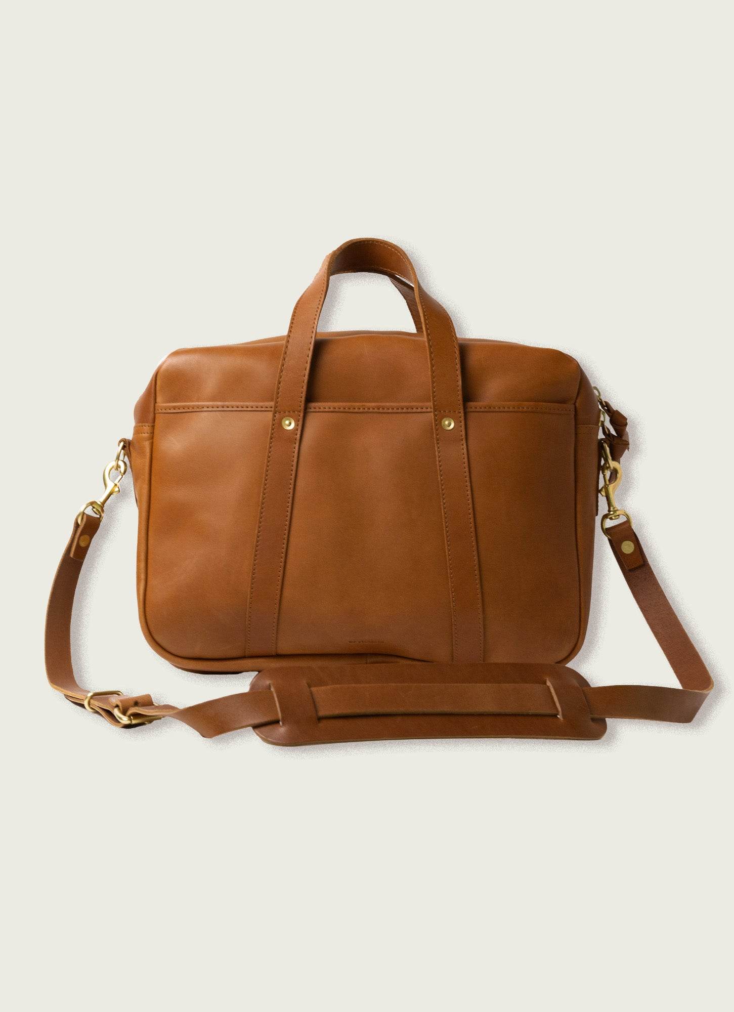 Tan Leather Briefcase with Laptop Pocket