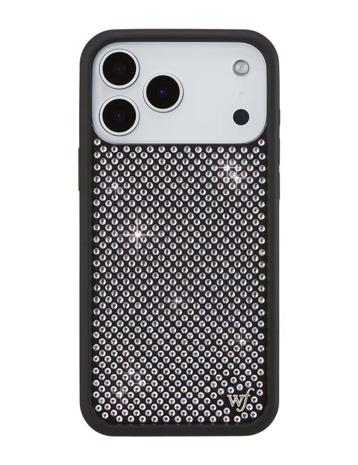 White Rhinestone iPhone Case with shimmering sparkle, Y2K glam energy