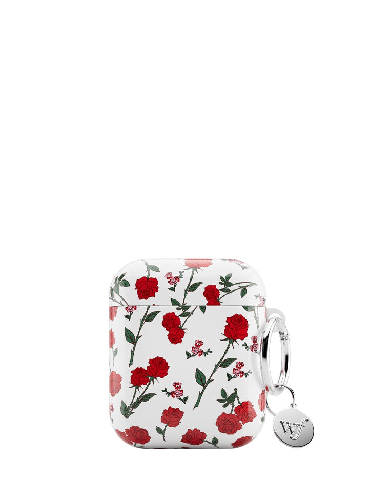 Red Roses AirPods Protective Case with Keychain Attachment