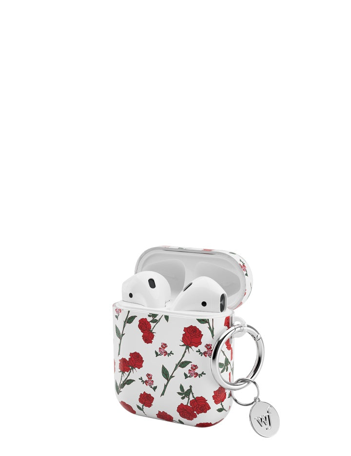 Red Roses AirPods Protective Case with Keychain Attachment