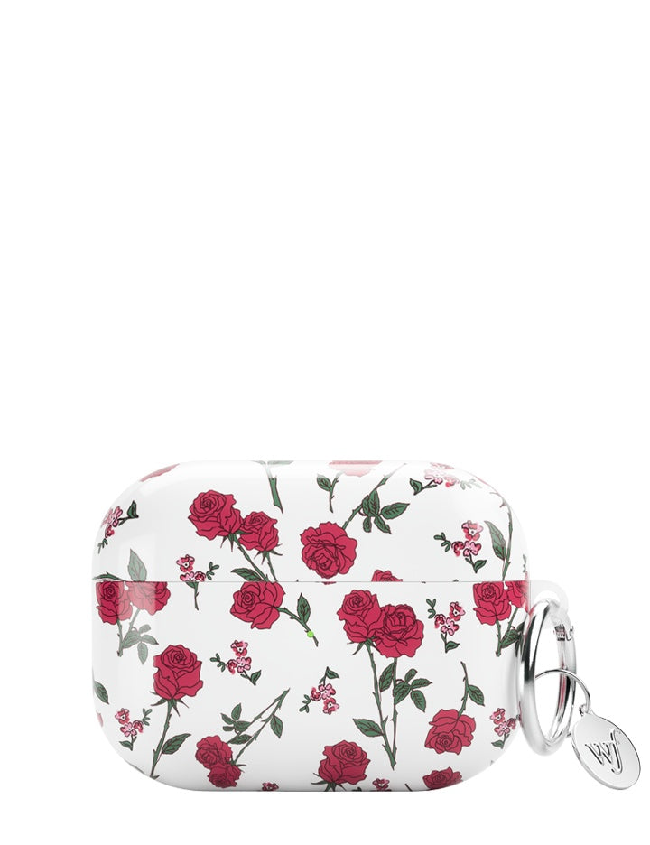 Red Roses AirPods Protective Case with Keychain Attachment
