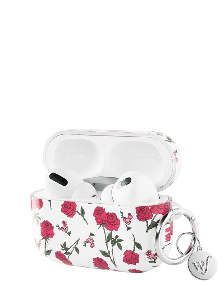 Red Roses AirPods Protective Case with Keychain Attachment