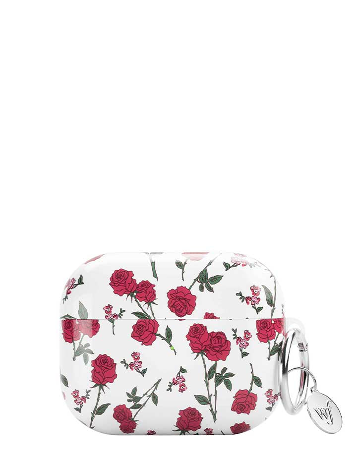 Red Roses AirPods Protective Case with Keychain Attachment
