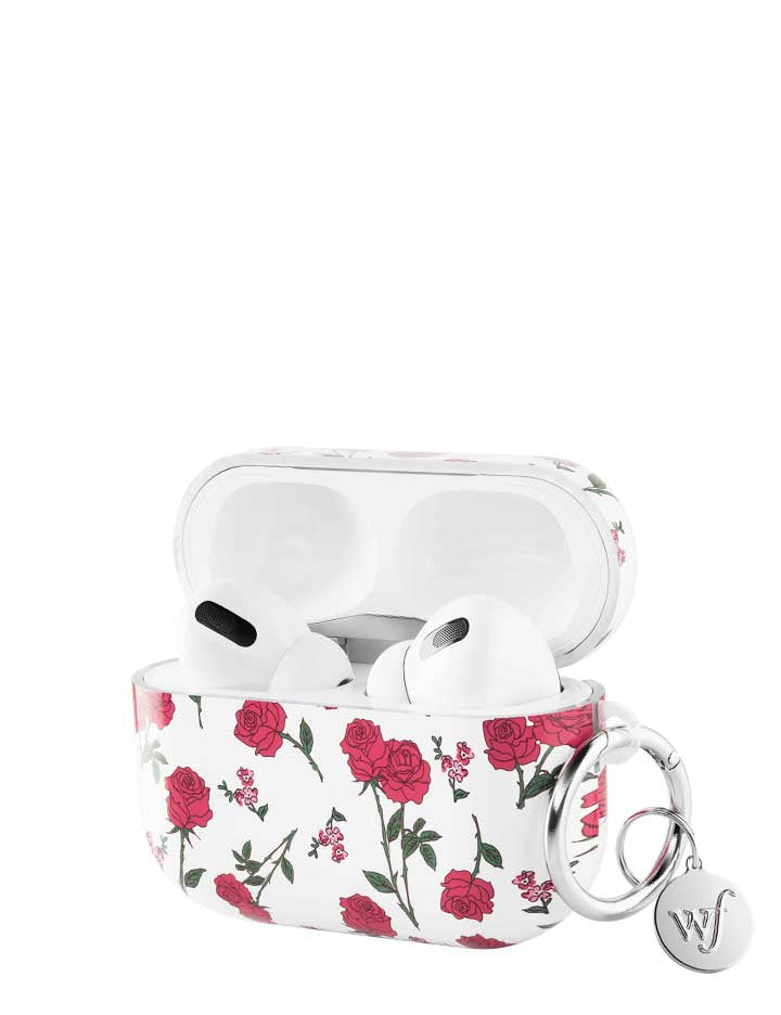 Red Roses AirPods Protective Case with Keychain Attachment