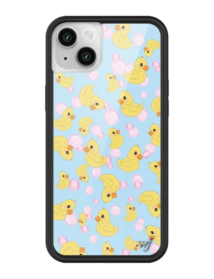 What the Duck iPhone Case in Blue and Pink Bubble Bath Design