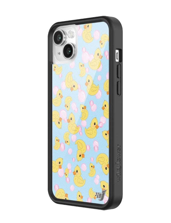What the Duck iPhone Case in Blue and Pink Bubble Bath Design