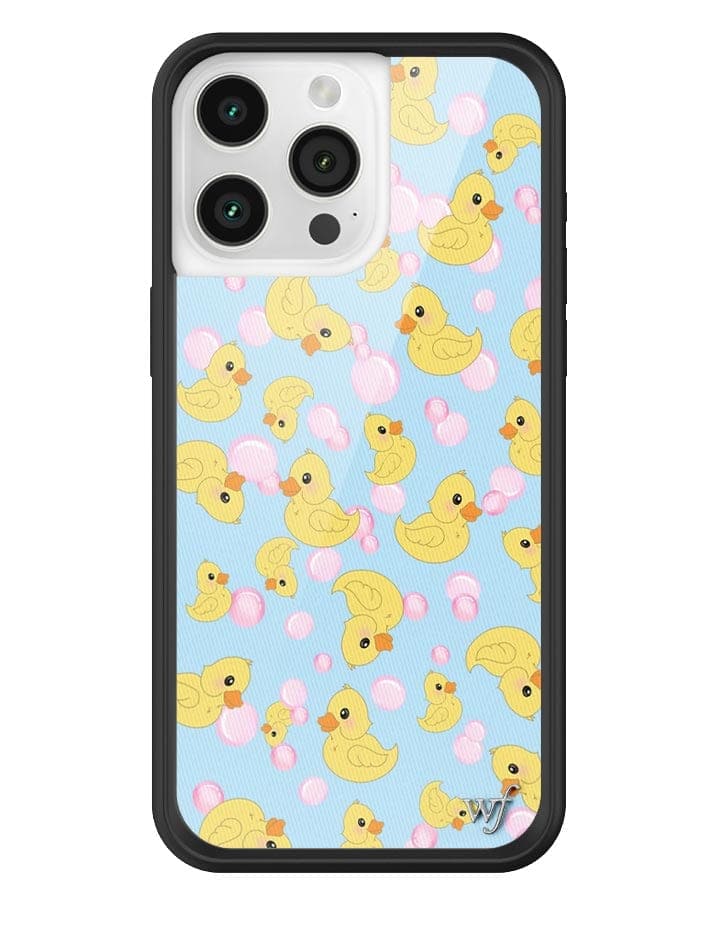 What the Duck iPhone Case in Blue and Pink Bubble Bath Design
