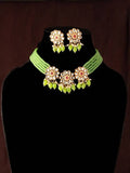 Johar Kamal Pista beads and pearl gold-polished necklace set for women