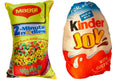 Set of two reversible cushions for kids featuring Maggie and Kinder Joy branding