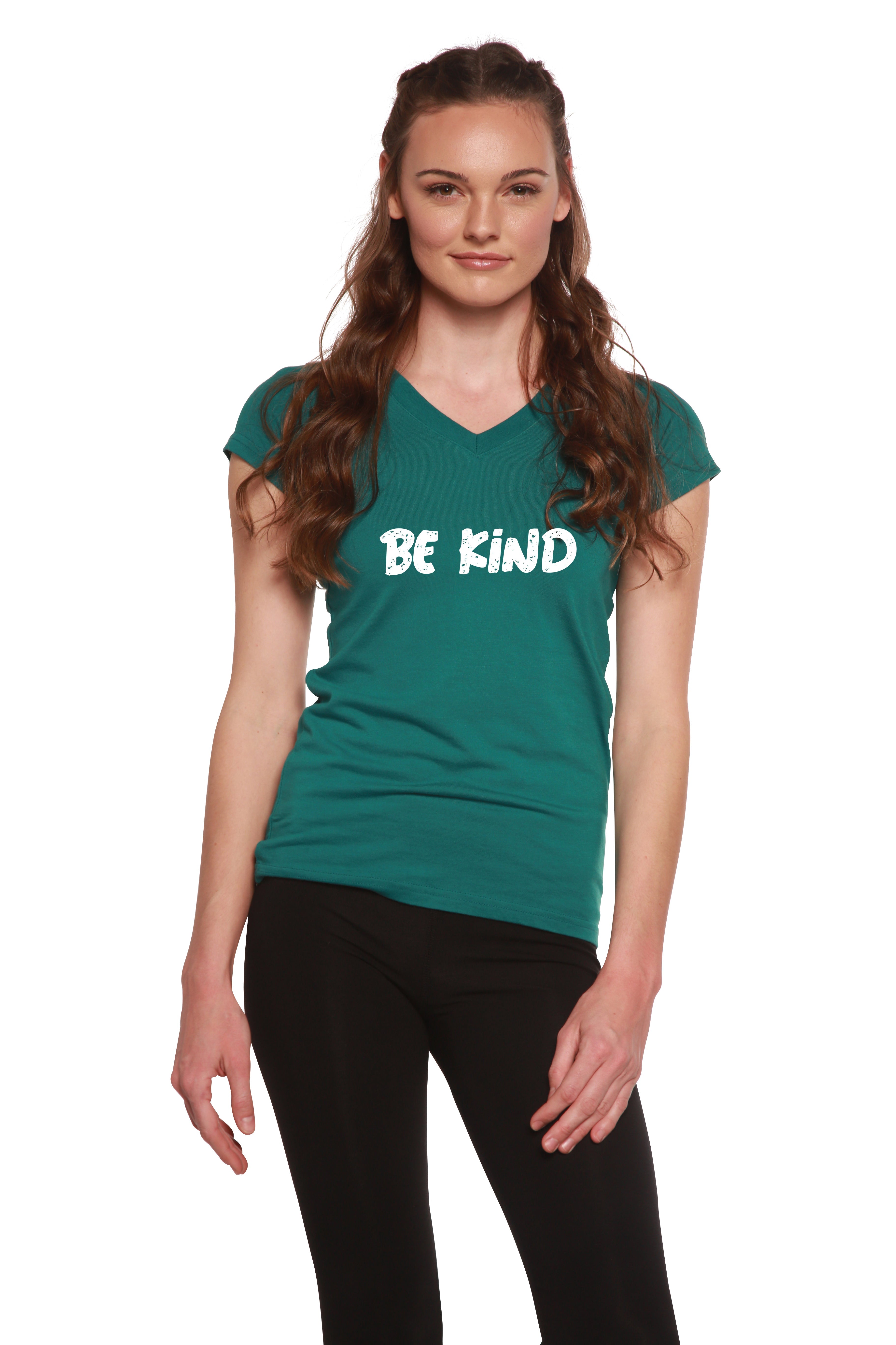Women's Bamboo Viscose V-Neck Cap Sleeve Tee