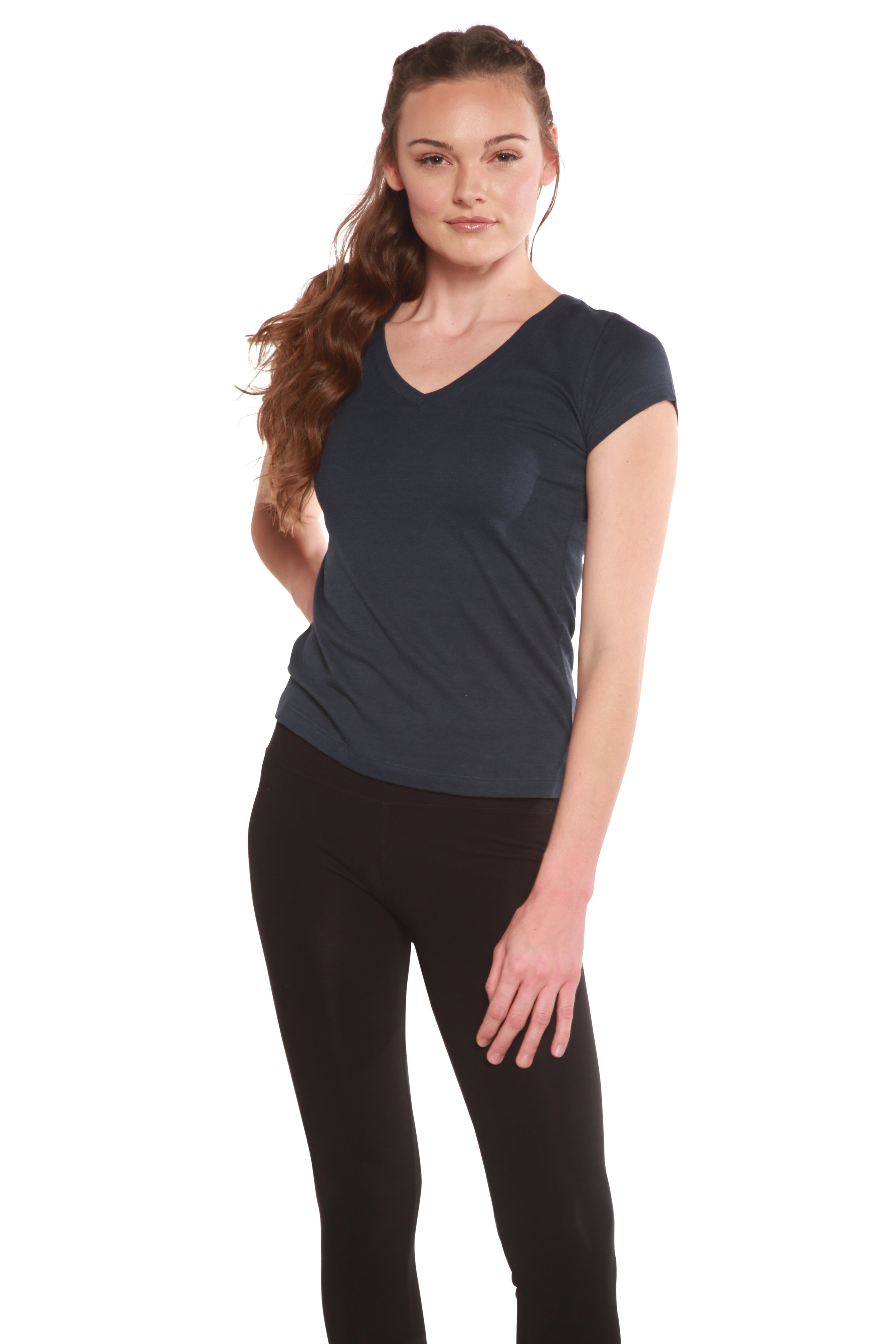 Women's Bamboo V-Neck Cap Sleeve Tee