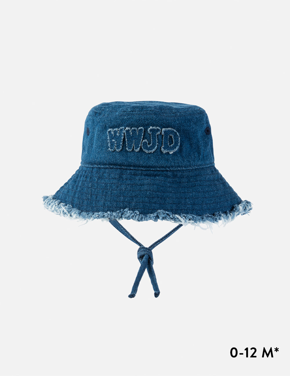 Kids Denim Bucket Hat with WWJD Appliqué - Medium Blue