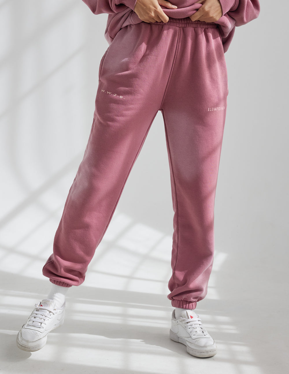 WWJD Unisex Jogger Sweatpants in Vintage Rose - Image 4