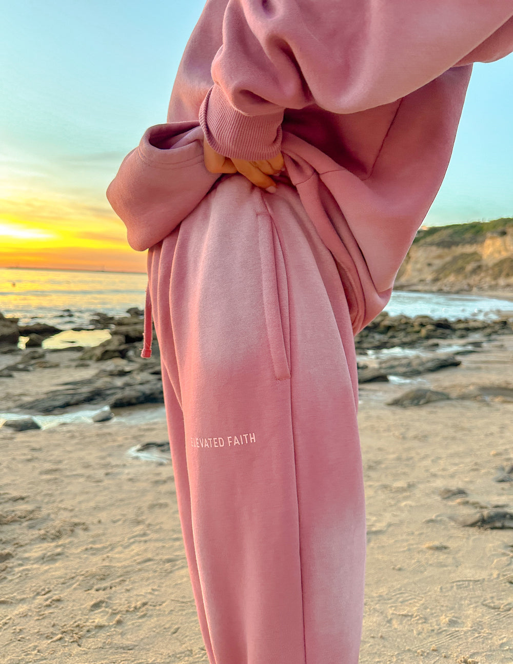 WWJD Unisex Jogger Sweatpants in Vintage Rose - Image 2