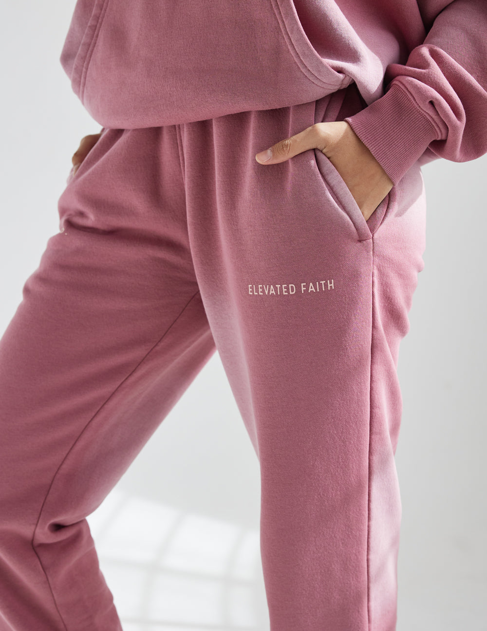 WWJD Unisex Jogger Sweatpants in Vintage Rose - Image 6
