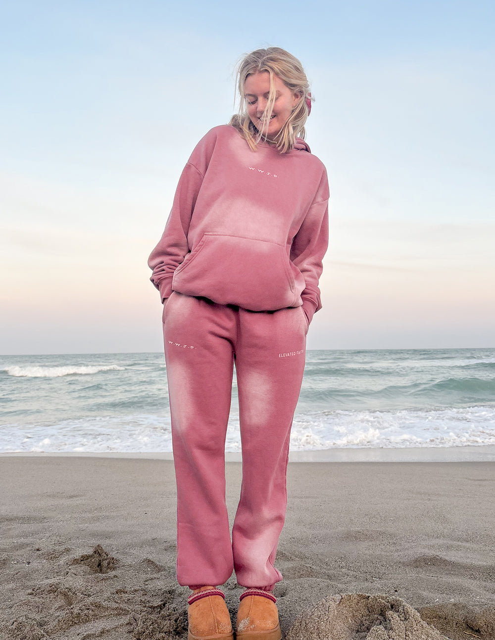 WWJD Unisex Jogger Sweatpants in Vintage Rose - Image 7