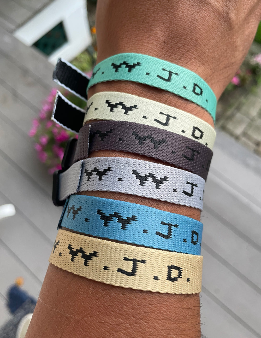 WWJD Surf Bracelet Pack Adjustable Woven Wristbands 6-Piece Set