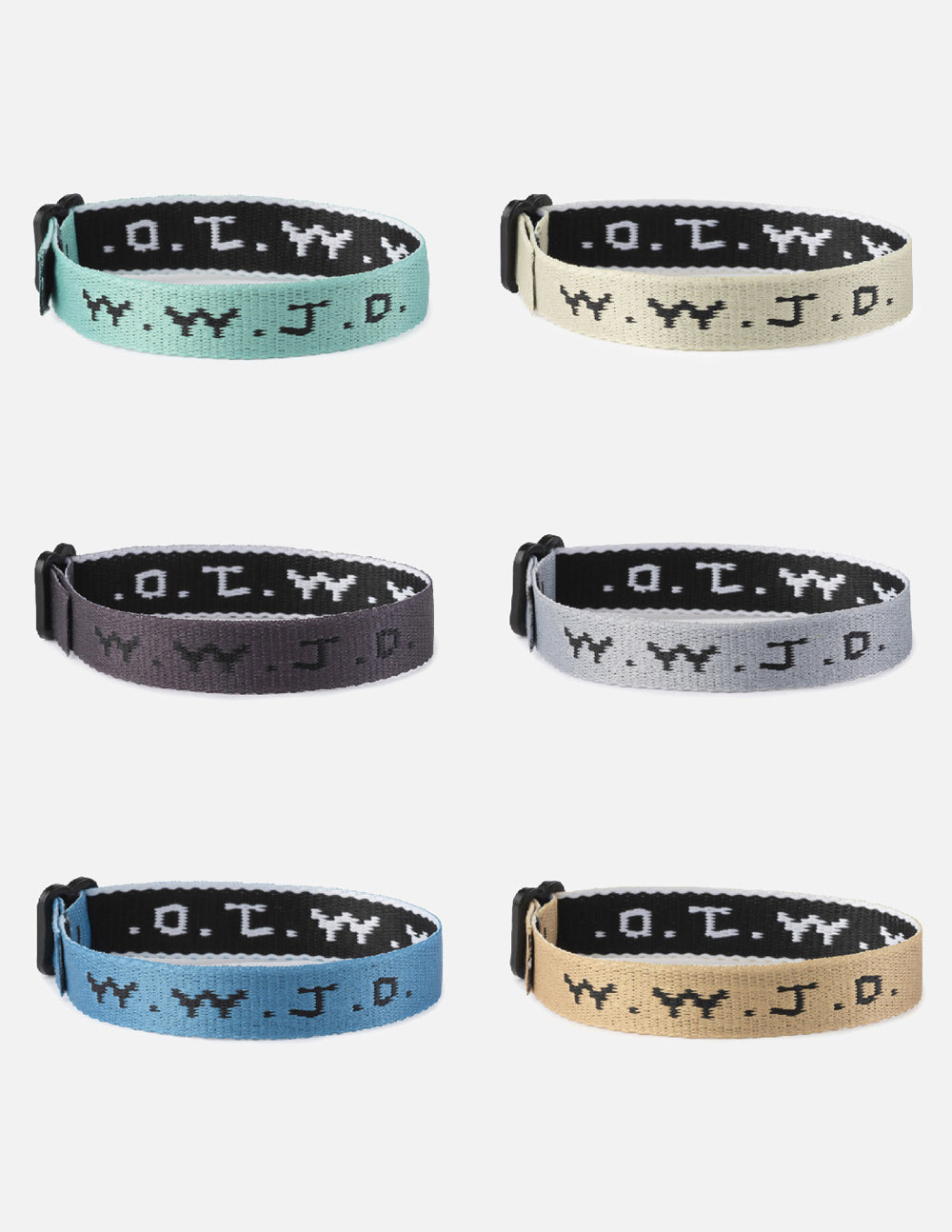 WWJD Surf Bracelet Pack Adjustable Woven Wristbands 6-Piece Set