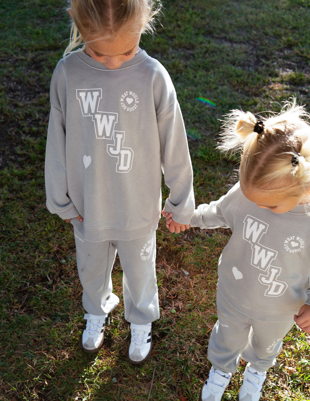 WWJD Varsity Kids Crewneck Sweatshirt - Relaxed Oversized Fit