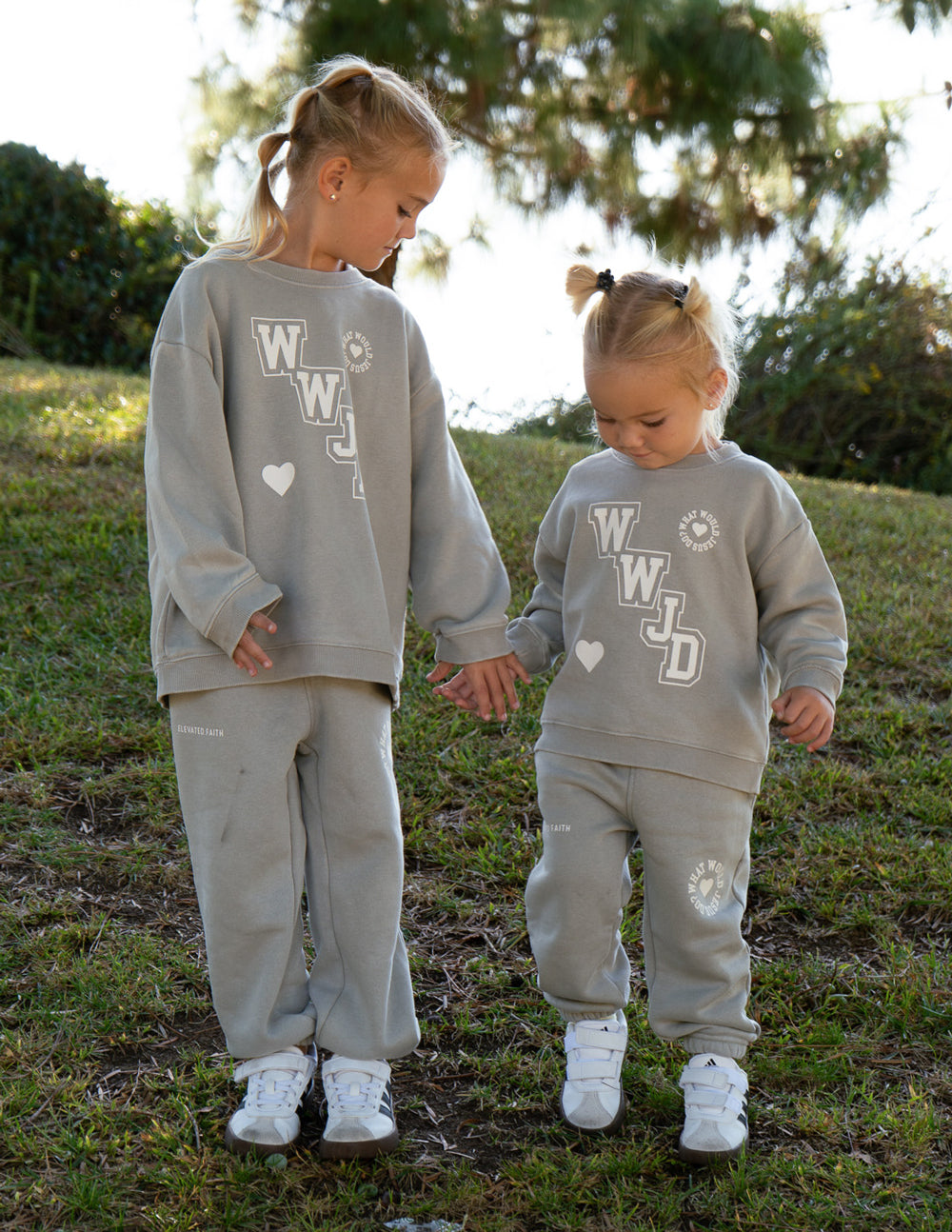 WWJD Varsity Kids Crewneck Sweatshirt - Relaxed Oversized Fit