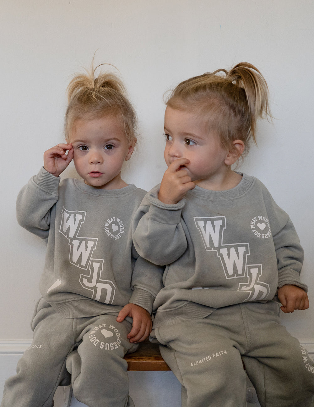 WWJD Varsity Kids Crewneck Sweatshirt - Relaxed Oversized Fit