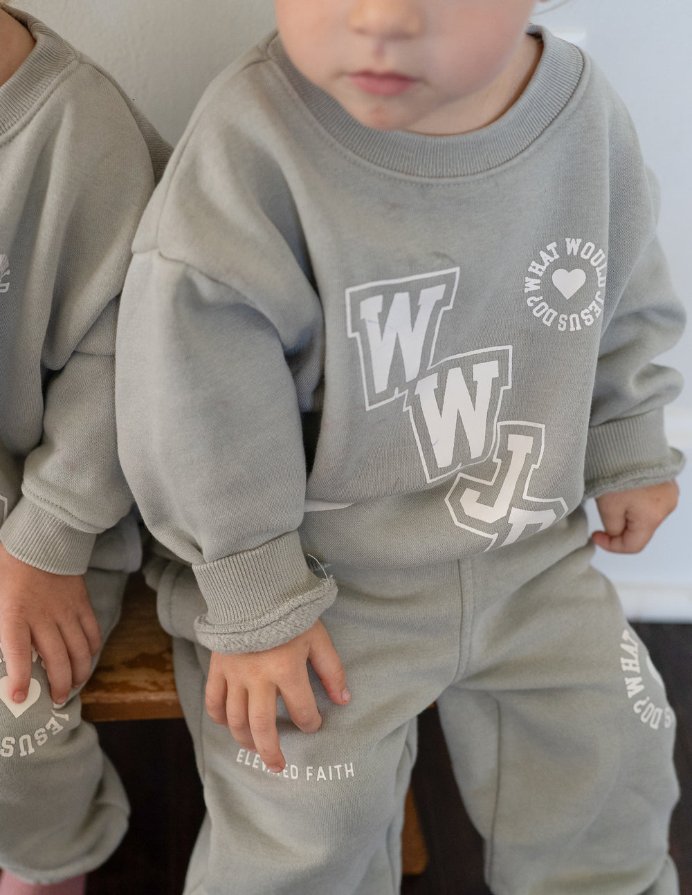 WWJD Varsity Kids Crewneck Sweatshirt - Relaxed Oversized Fit