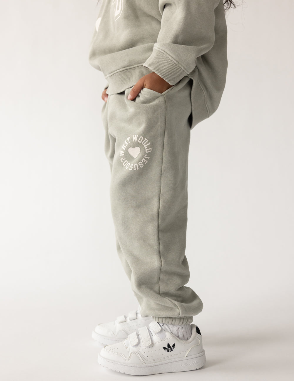 Kids Varsity Sweatpants in Grey and White Relaxed Fit Streetwear