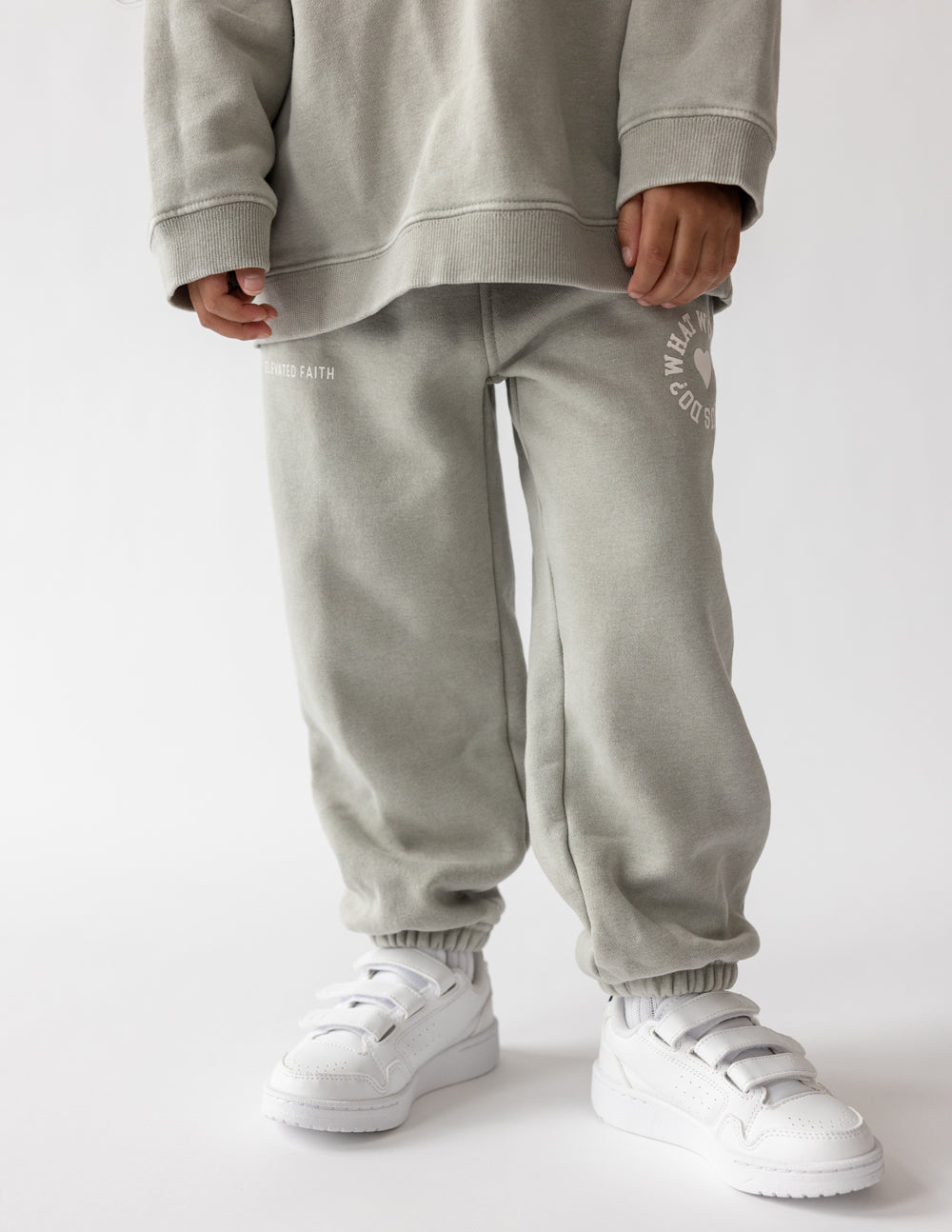 Kids Varsity Sweatpants in Grey and White Relaxed Fit Streetwear