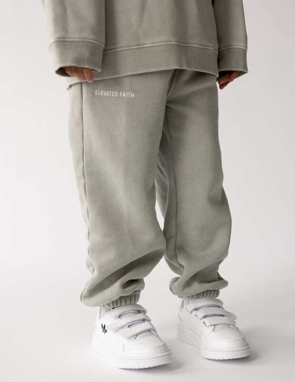 Kids Varsity Sweatpants in Grey and White Relaxed Fit Streetwear