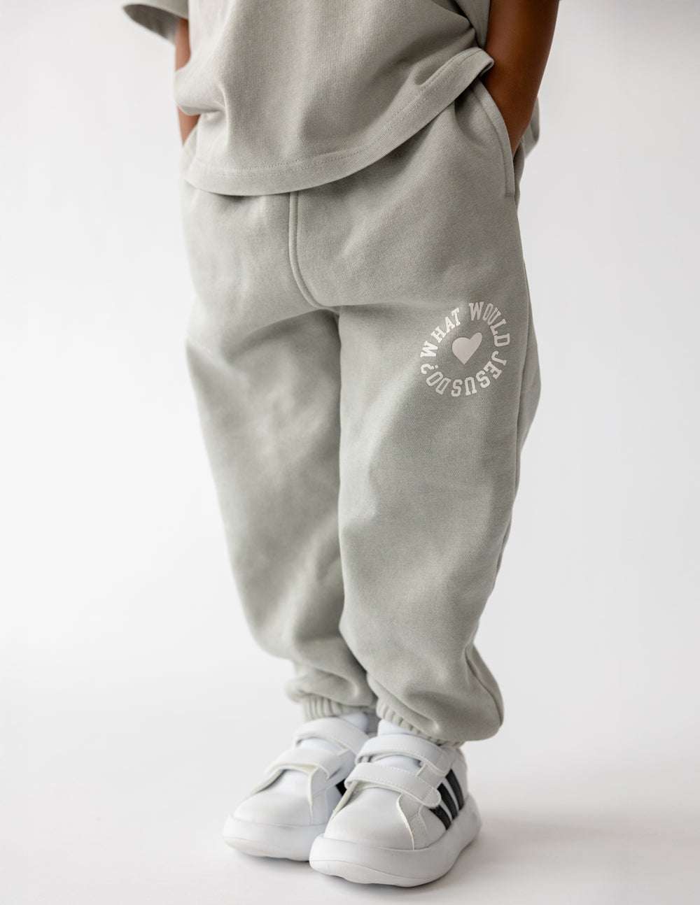 Kids Varsity Sweatpants in Grey and White Relaxed Fit Streetwear