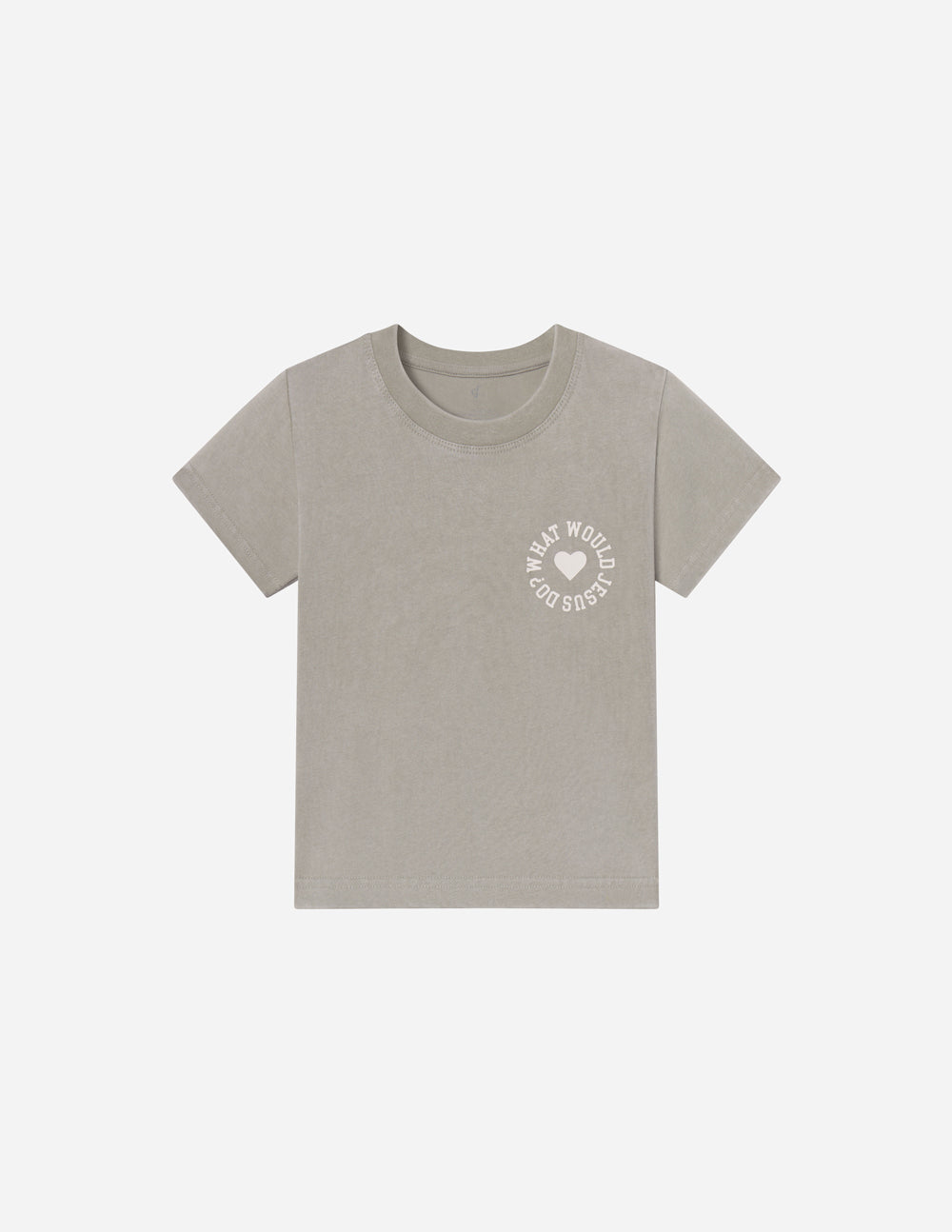 WWJD Varsity Kids Tee in Grey and White