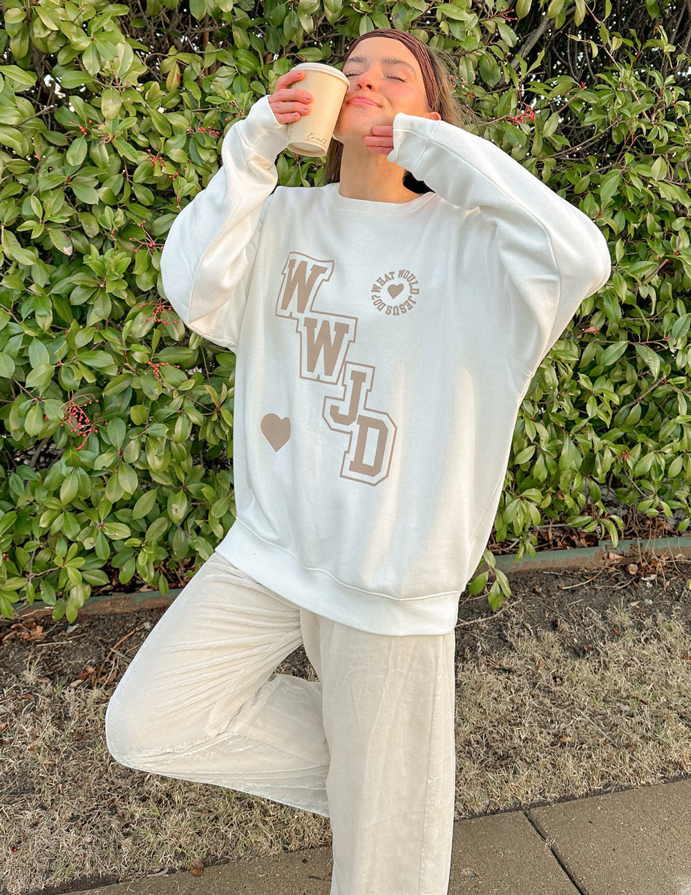 WWJD Varsity Unisex Crewneck Sweatshirt - Image 3