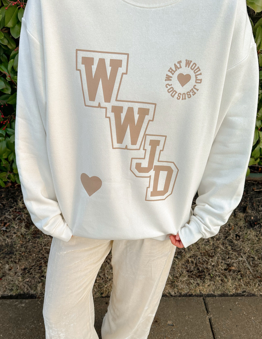 WWJD Varsity Unisex Crewneck Sweatshirt - Image 4