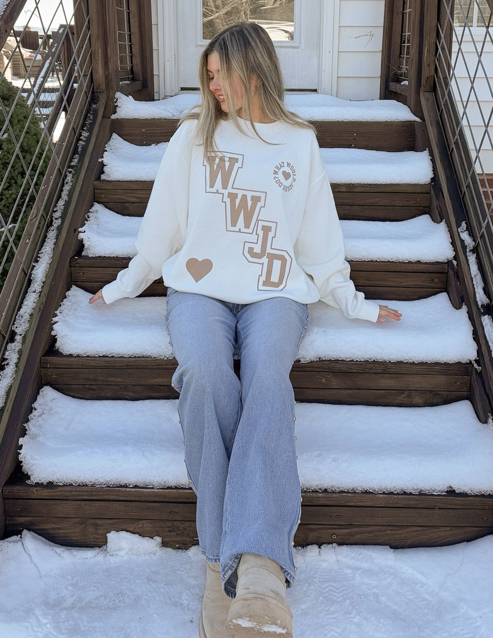 WWJD Varsity Unisex Crewneck Sweatshirt - Image 6