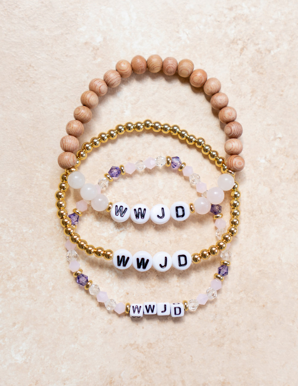WWJD Wooden Bead Bracelet with White Lettering - Image 4