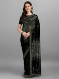 Black georgette party wear saree with delicate embroidery