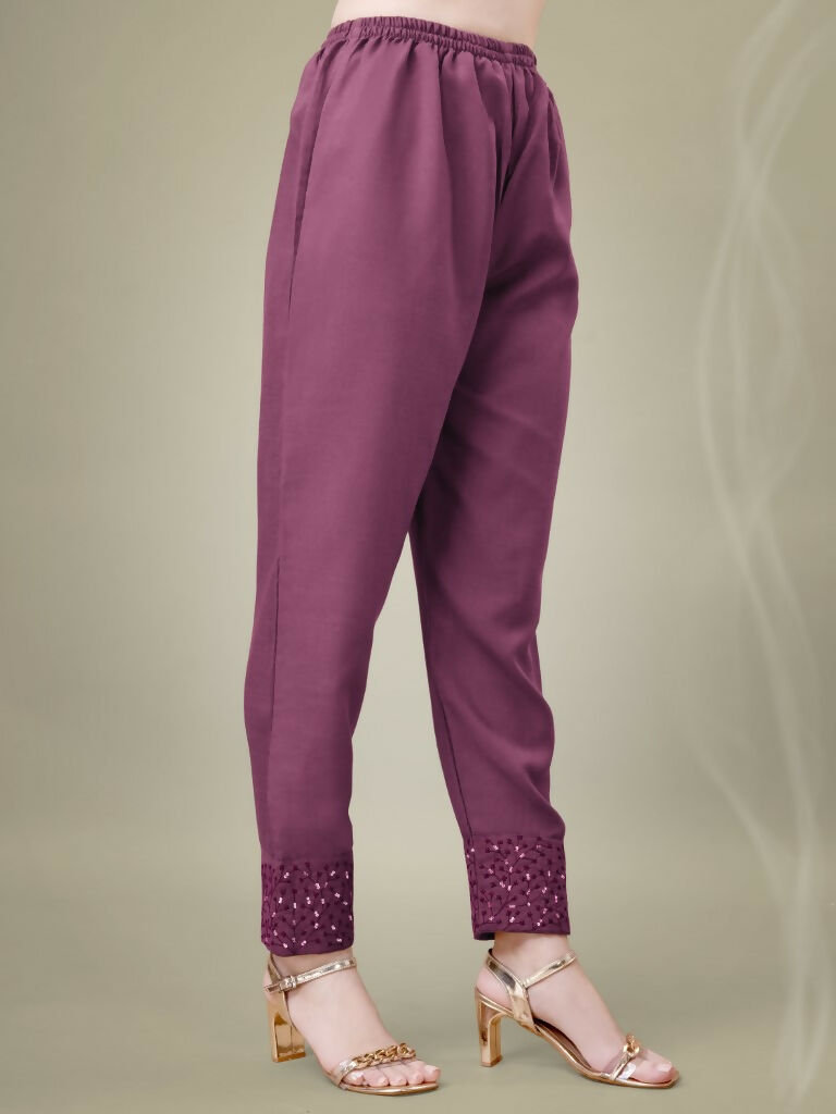 Onion Pink Embroidered Cotton Blend Straight Kurta Set with Dupatta