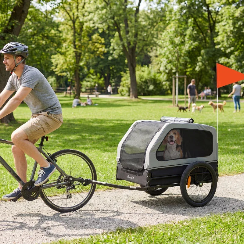 Dog Bike Trailer for Small & Medium Dogs, Universal Bicycle Coupler, Flip-Down Ramp Tailgate