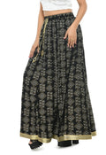 Moeza black cotton printed lehenga lancha with 40-inch length