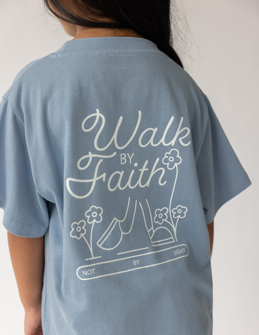 Kids Walk by Faith Cotton T-Shirt in Dusty Blue
