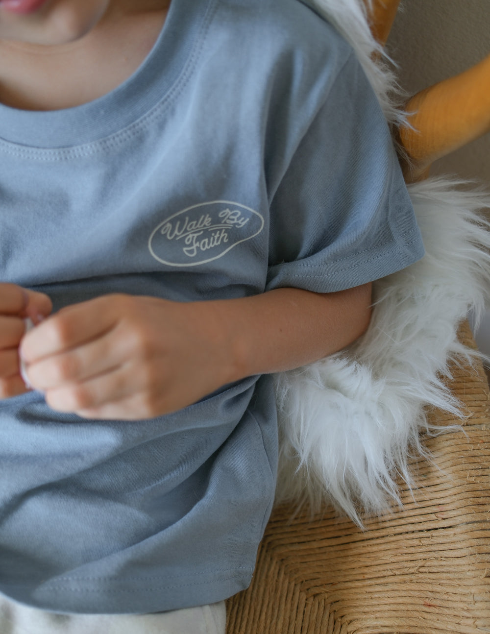 Kids Walk by Faith Cotton T-Shirt in Dusty Blue