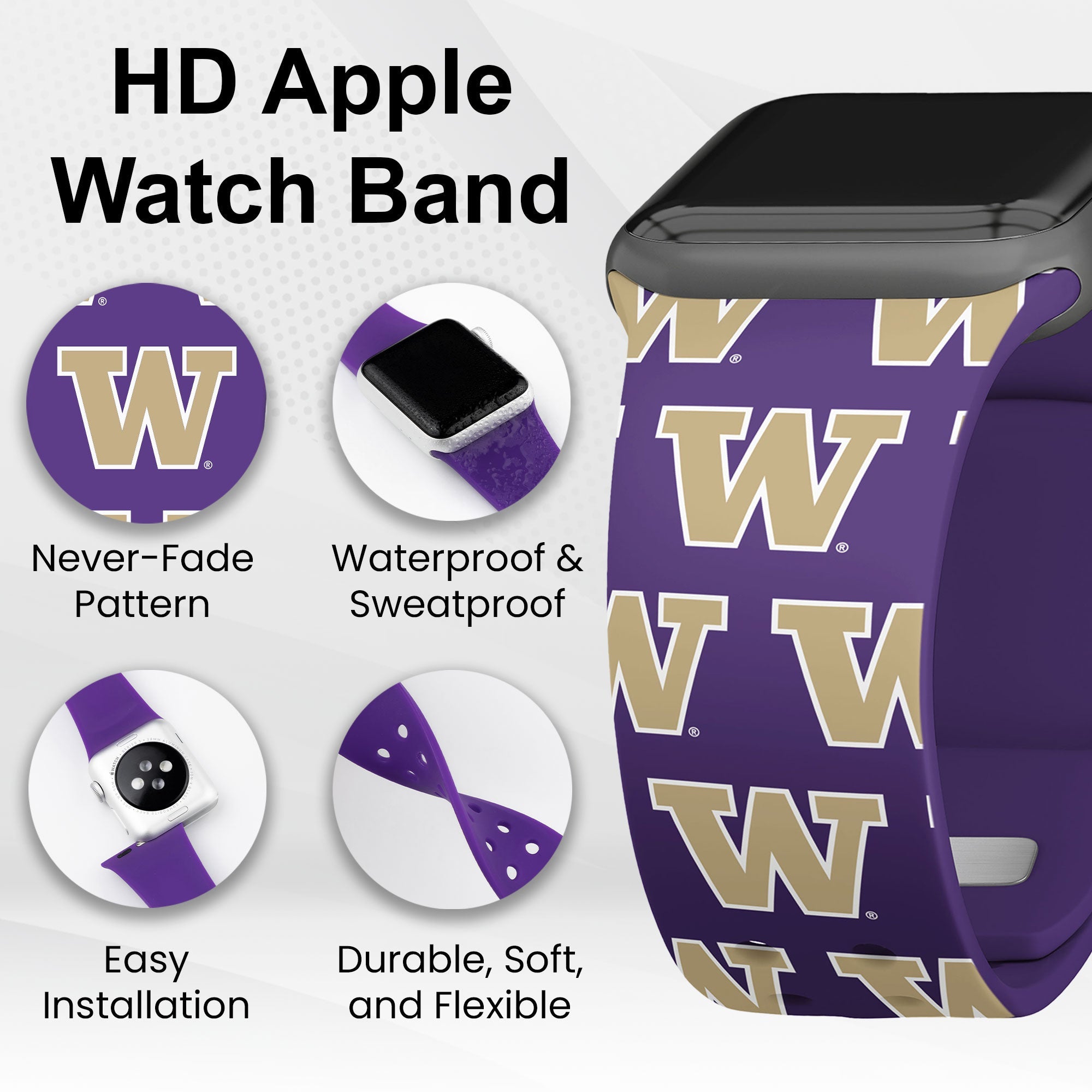 Washington Huskies HD Apple Watch Band